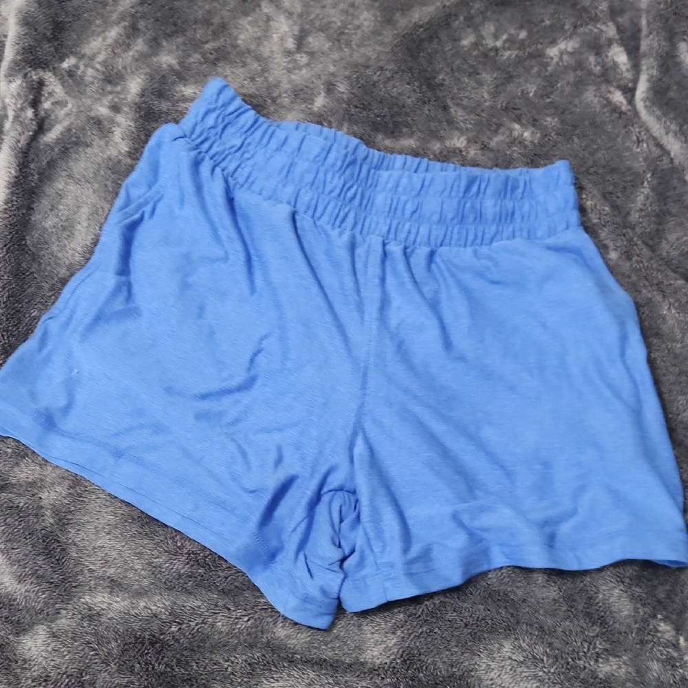 Women's Buttercore Casual Elastic Waist Blue Lounge Shorts